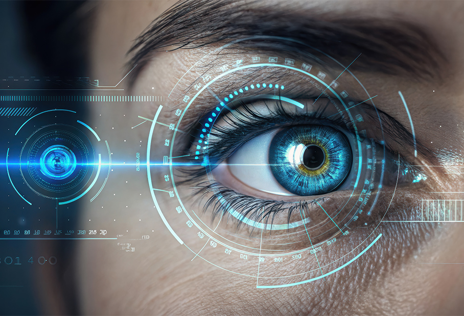 Dekoration: Auge in Untrsuchungsvisier